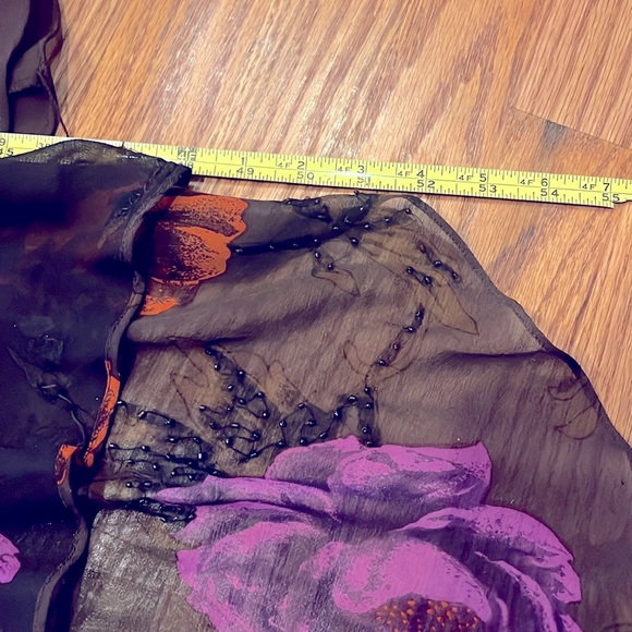 PARTY PARTY Gorgeous100% SilkSpenserJermy lightlyBeaded Purple&orangeFlowers.8π - Picture 12 of 13